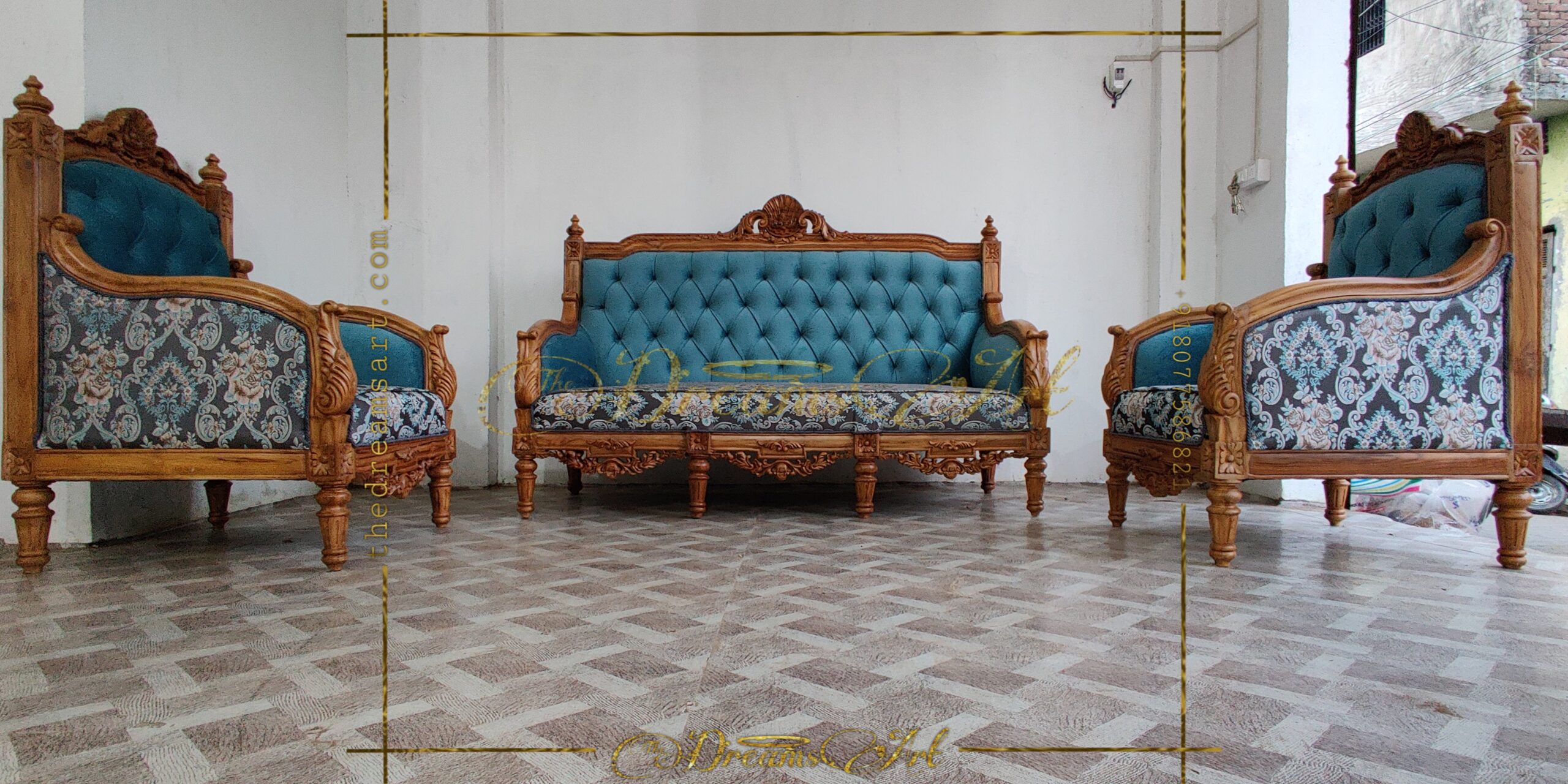 5 Seater Wooden Maharaja Sofa Set WS-2004 – The Dreams Art