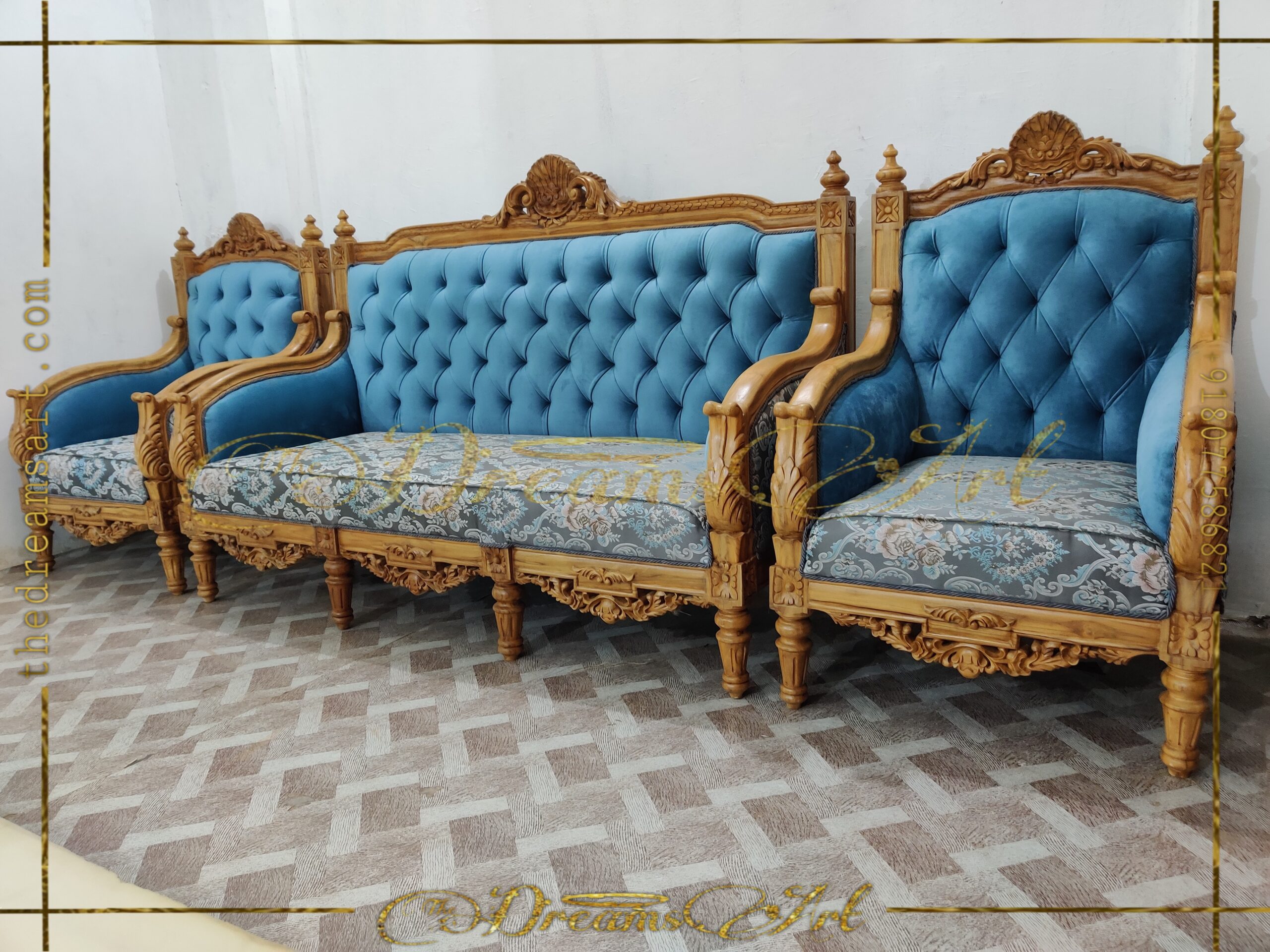 WOODEN MAHARAJA SOFA SET