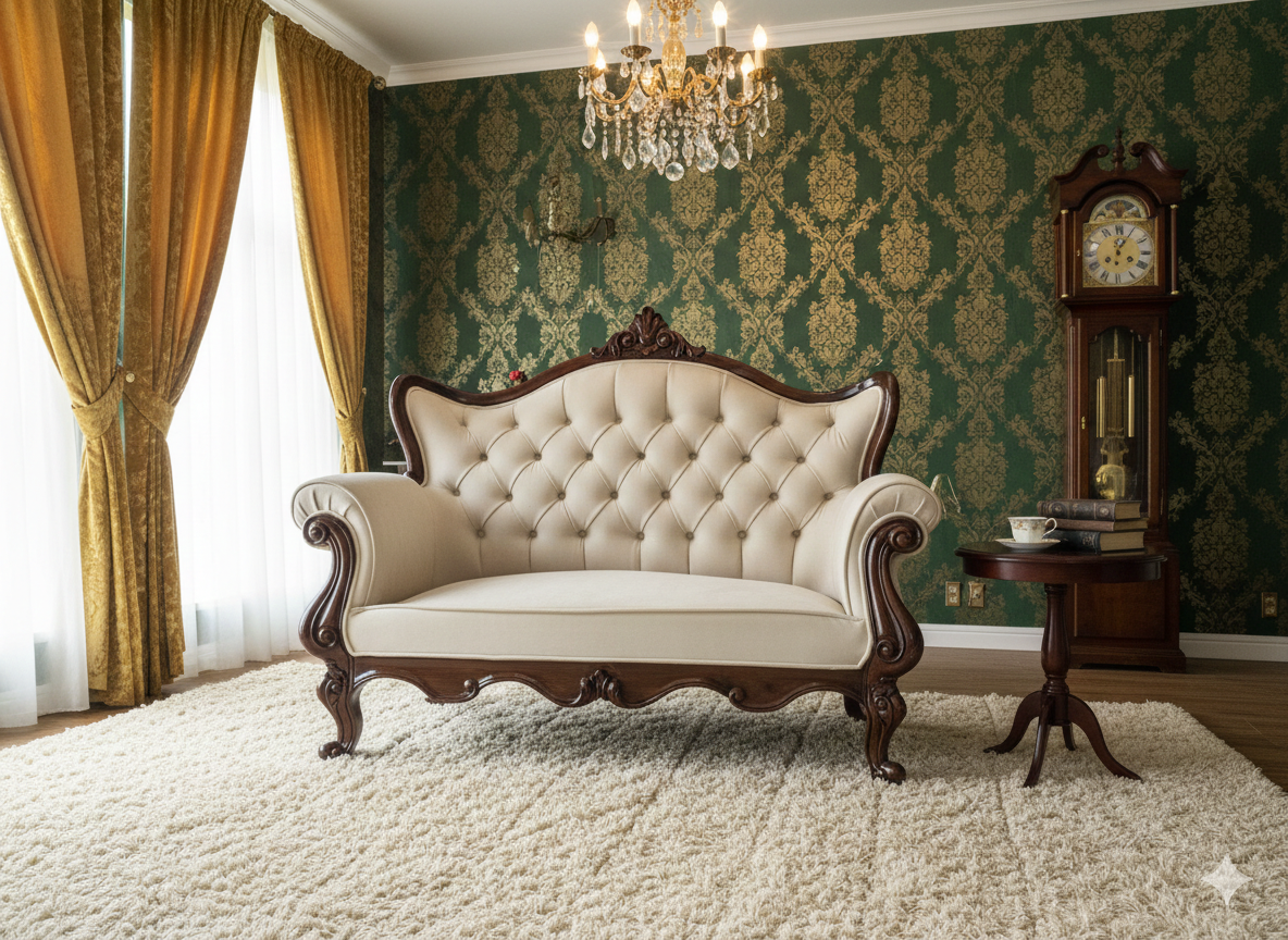 Imperial Crest Hand-Carved Royal Sofa