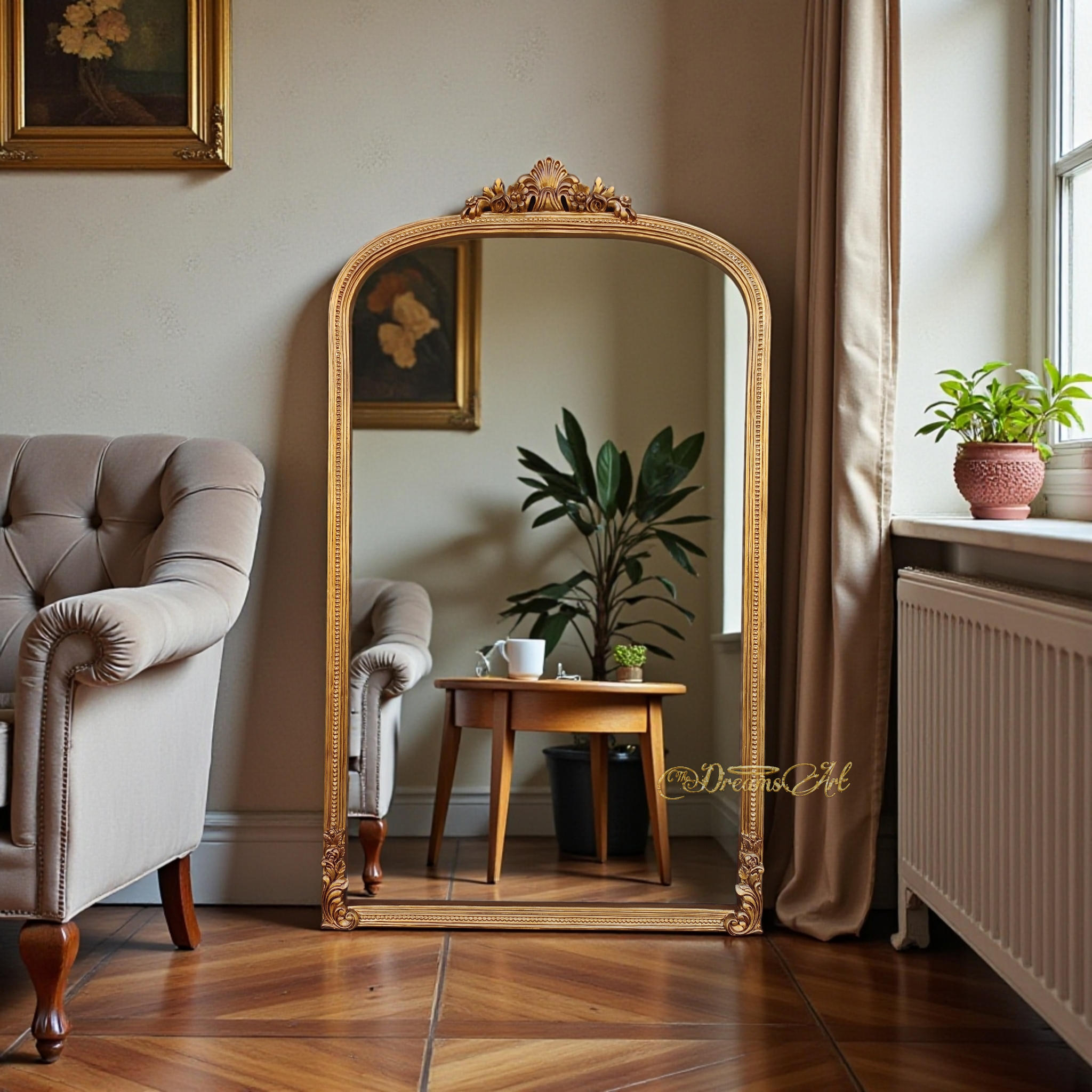 Regalia Aureum Hand-Carved Arch Mirror