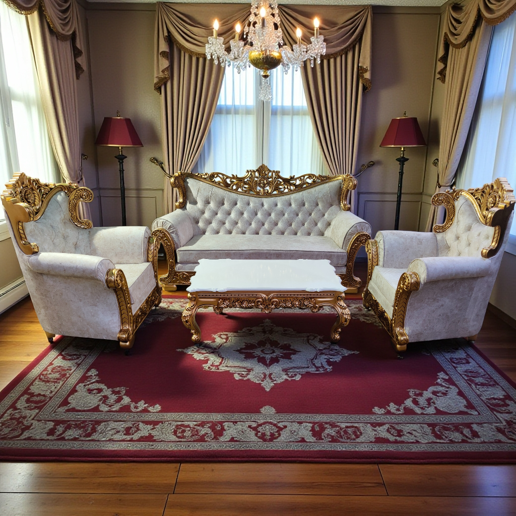 Maharaja Opulence Hand-Carved Royal Sofa Set