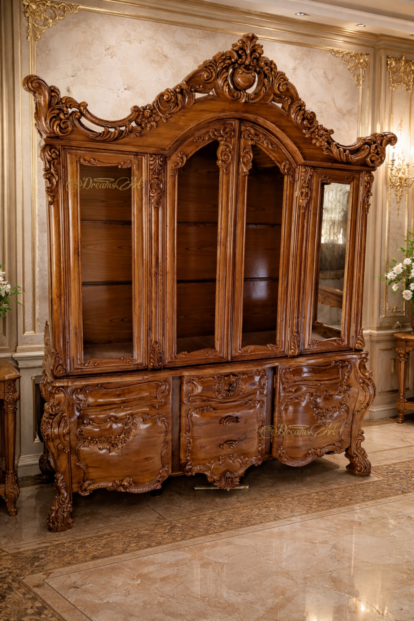 Maharaja Versailles Royale Hand-Carved Display Cabinet