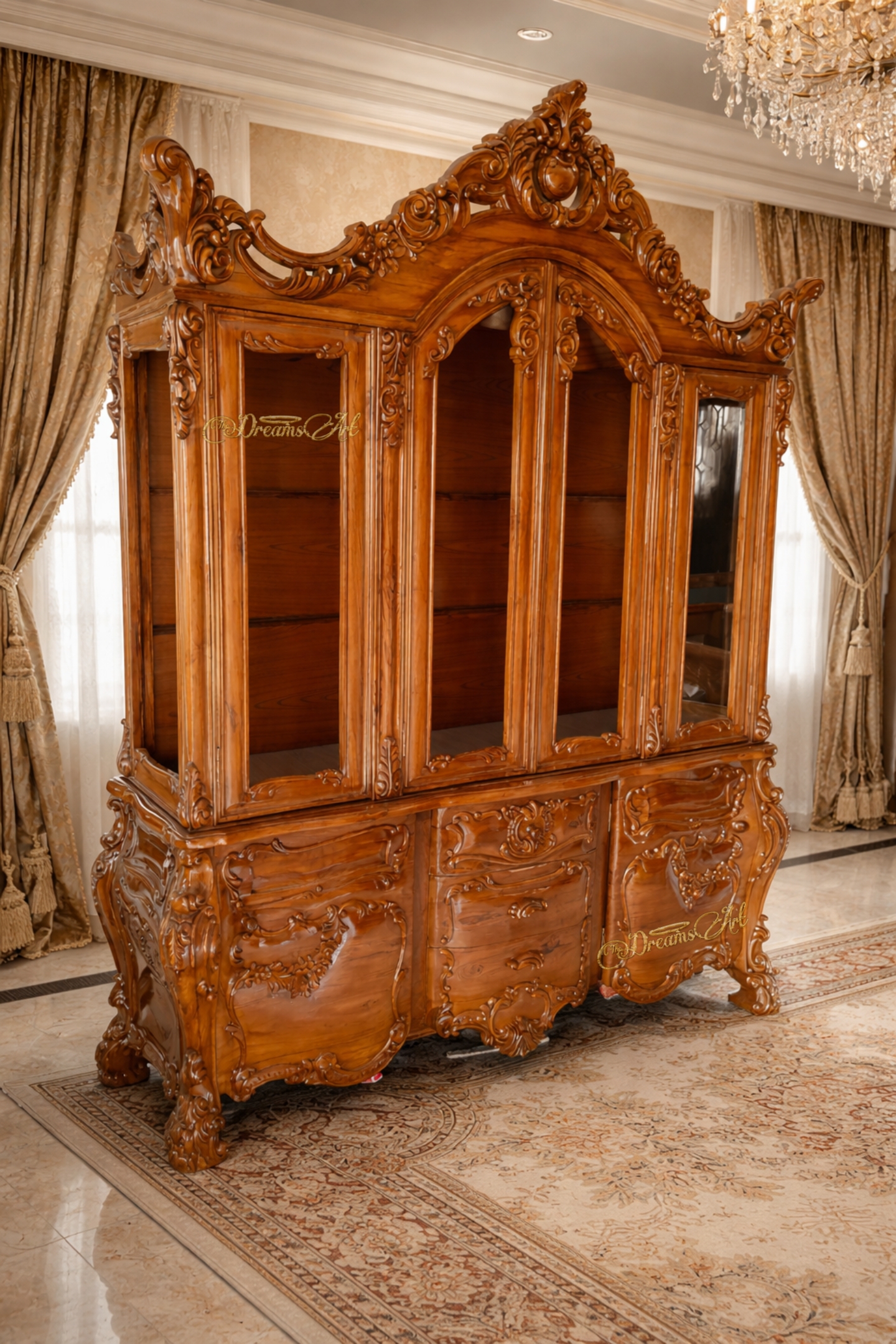 Maharaja Versailles Royale Hand-Carved Display Cabinet Maharaja Versailles Royale Hand-Carved Display Cabinet