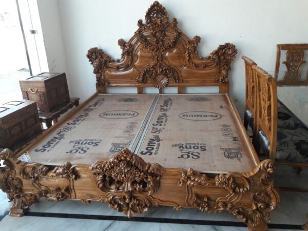 wooden maharaja bed