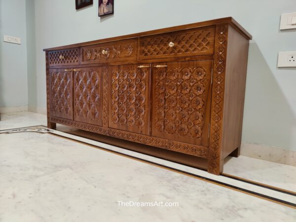 The Floral Heritage Hand-Carved Wooden Sideboard Cabinet