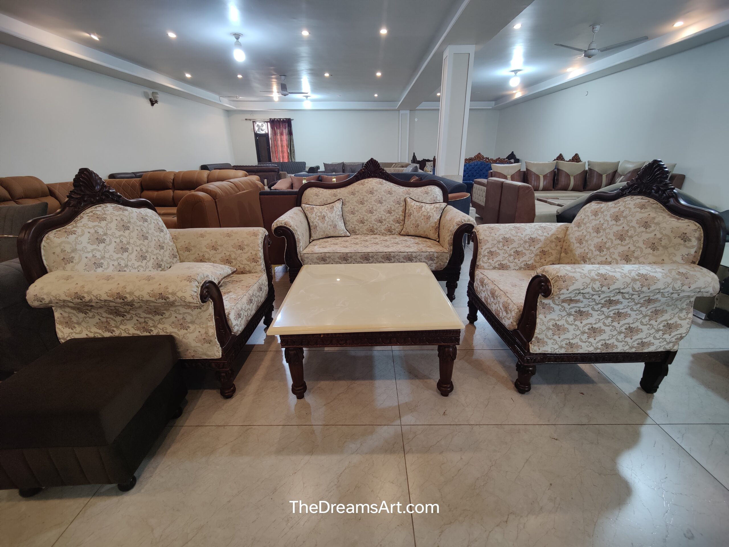 The Victorian Elegance Hand-Carved Sofa Set (3+1+1)