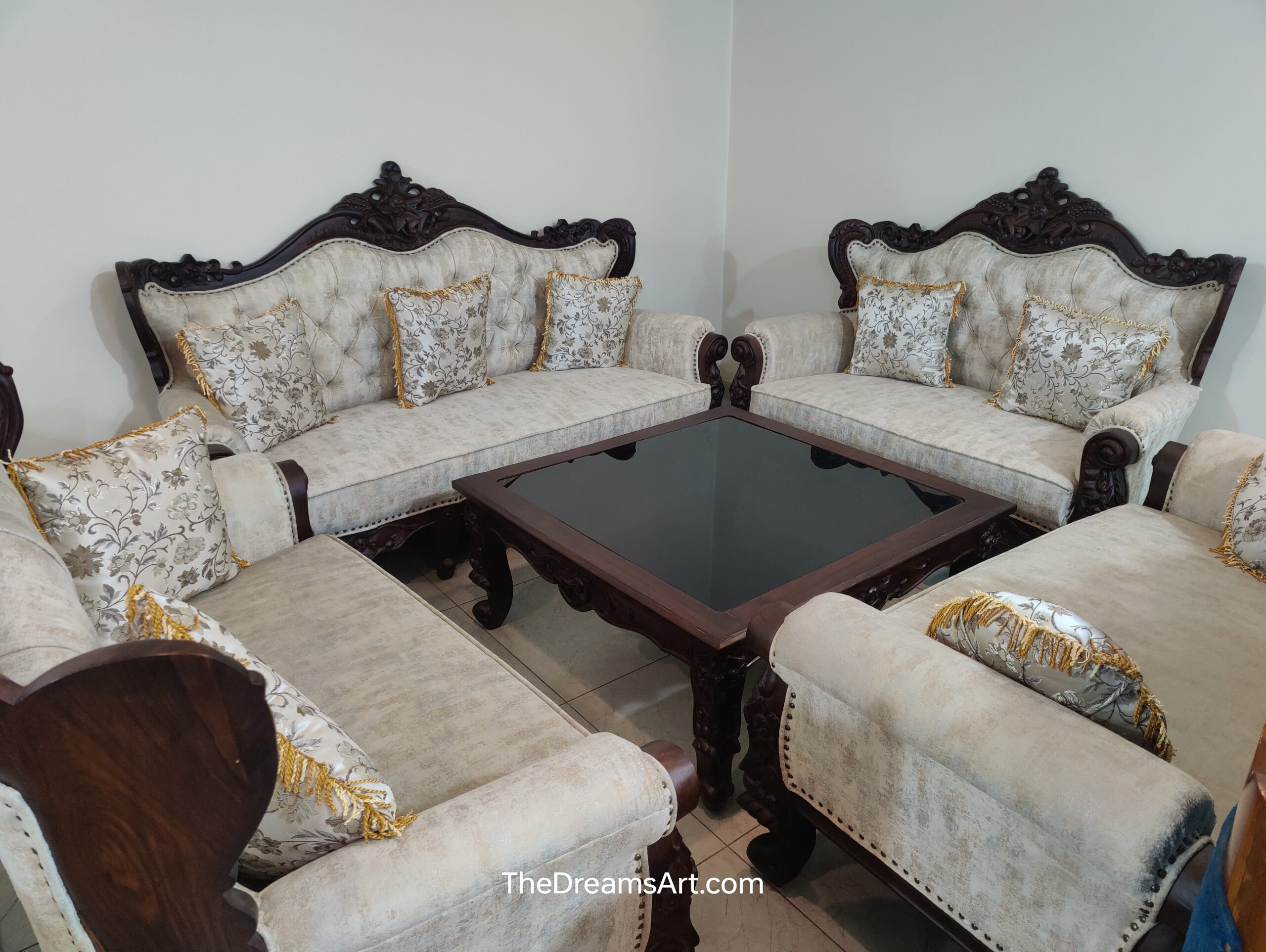Imperial Elegance Hand-Carved Luxury Sofa Set (2+2+3)