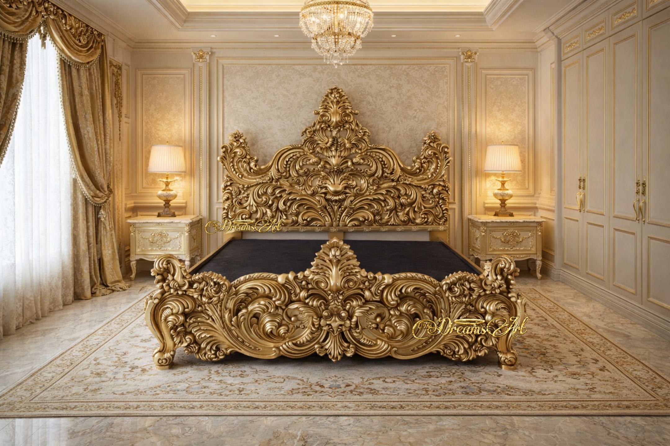 The Maharaja Grandeur Hand-Carved Royal Bed