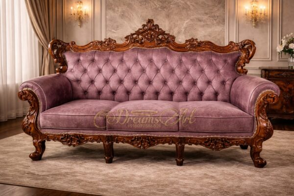 The Imperial Blush – Royal Hand-Carved Luxury Sofa