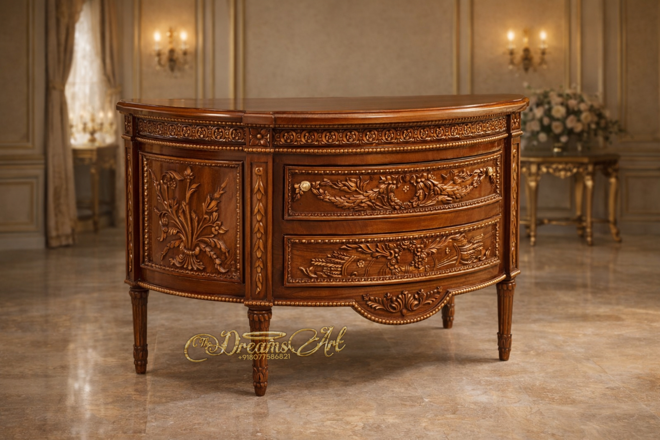 The Royal Florenza Hand-Carved Console Chest