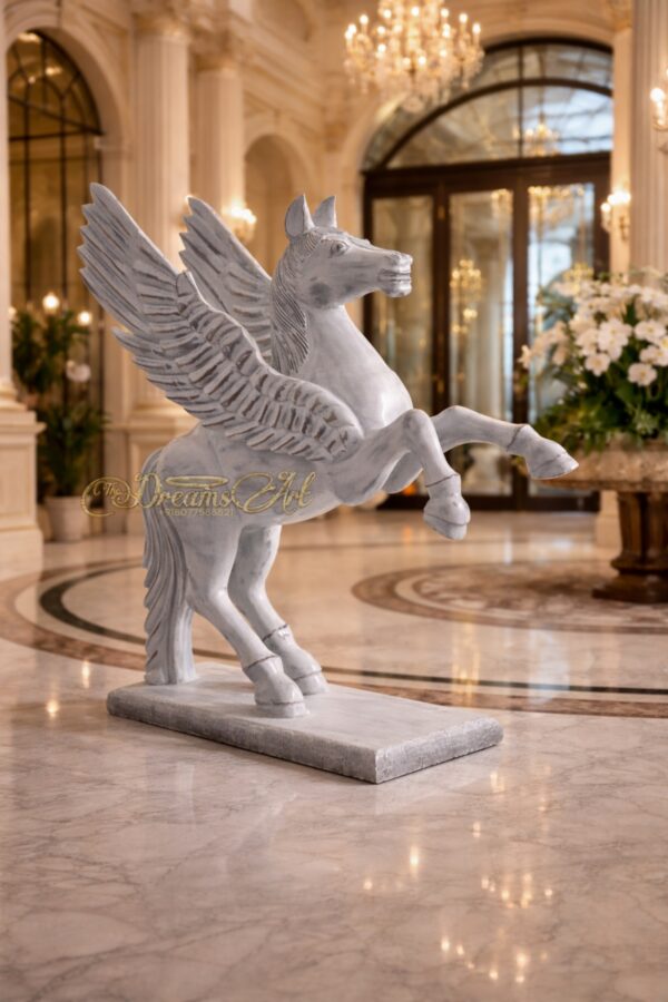 The Celestial Pegasus Hand-Carved Wooden Sculpture