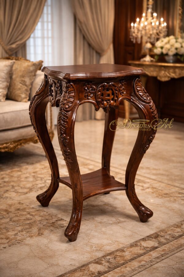 The Verona Royale Hand-Carved Wooden Side Table