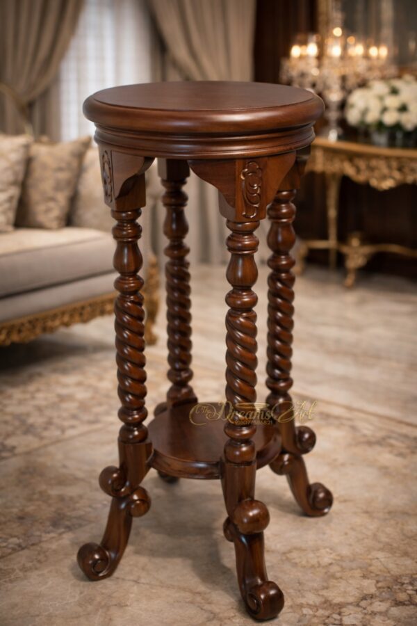 The Corinthian Twist Hand-Carved Wooden Stool