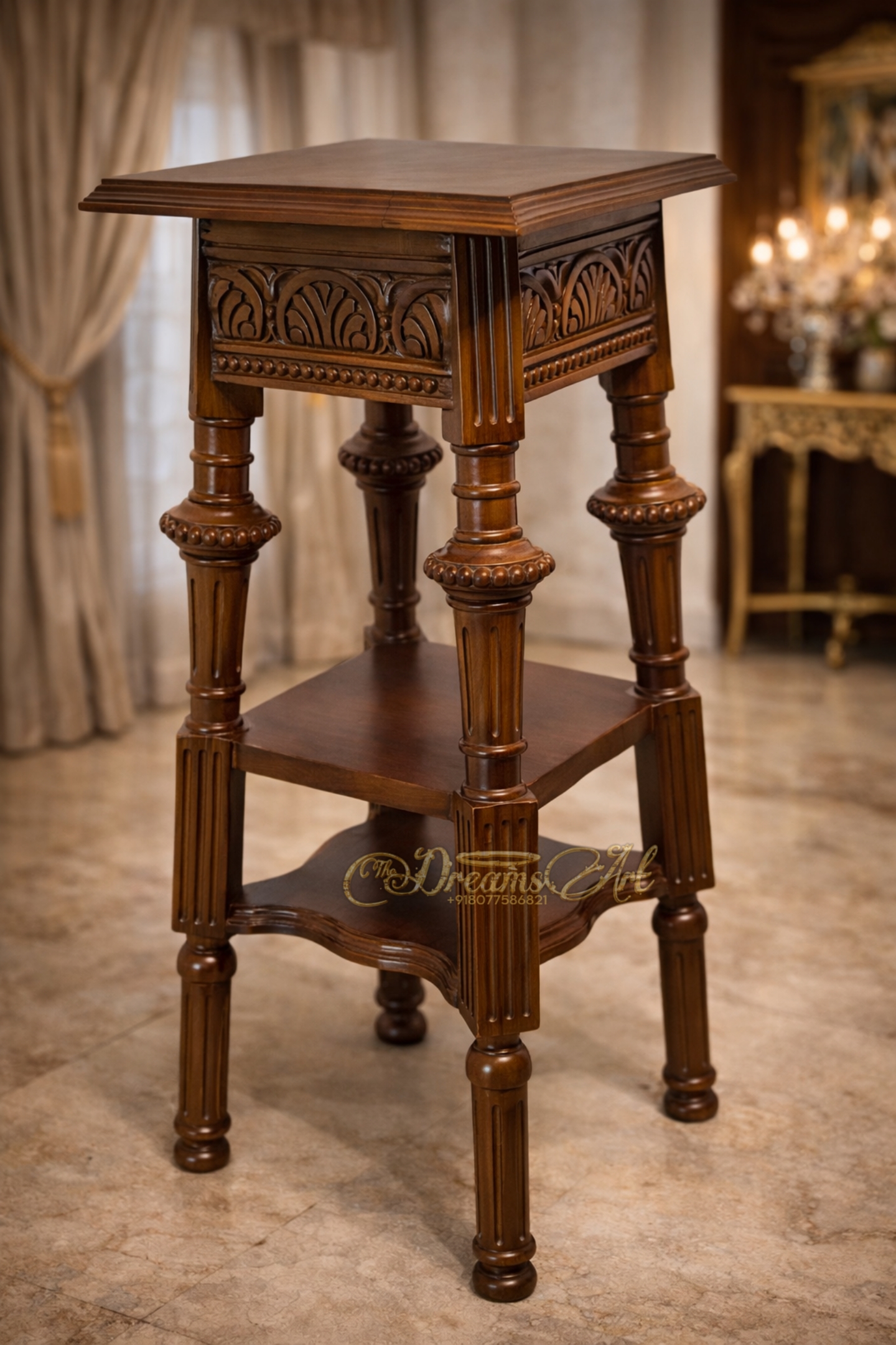 The Windsor Heritage Hand-Carved Wooden Stool