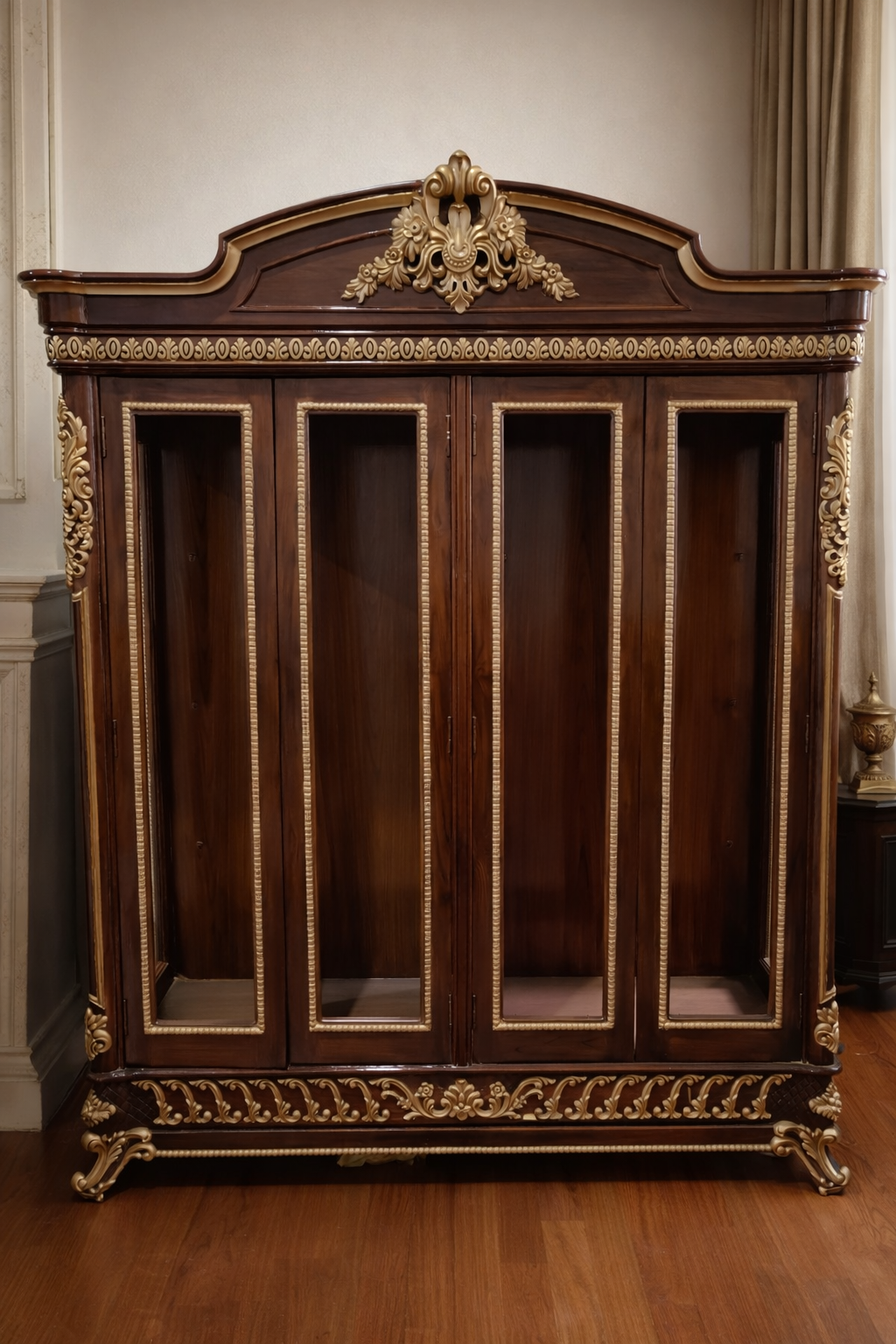 Royal Heritage Hand-Carved Wooden Crockery Unit