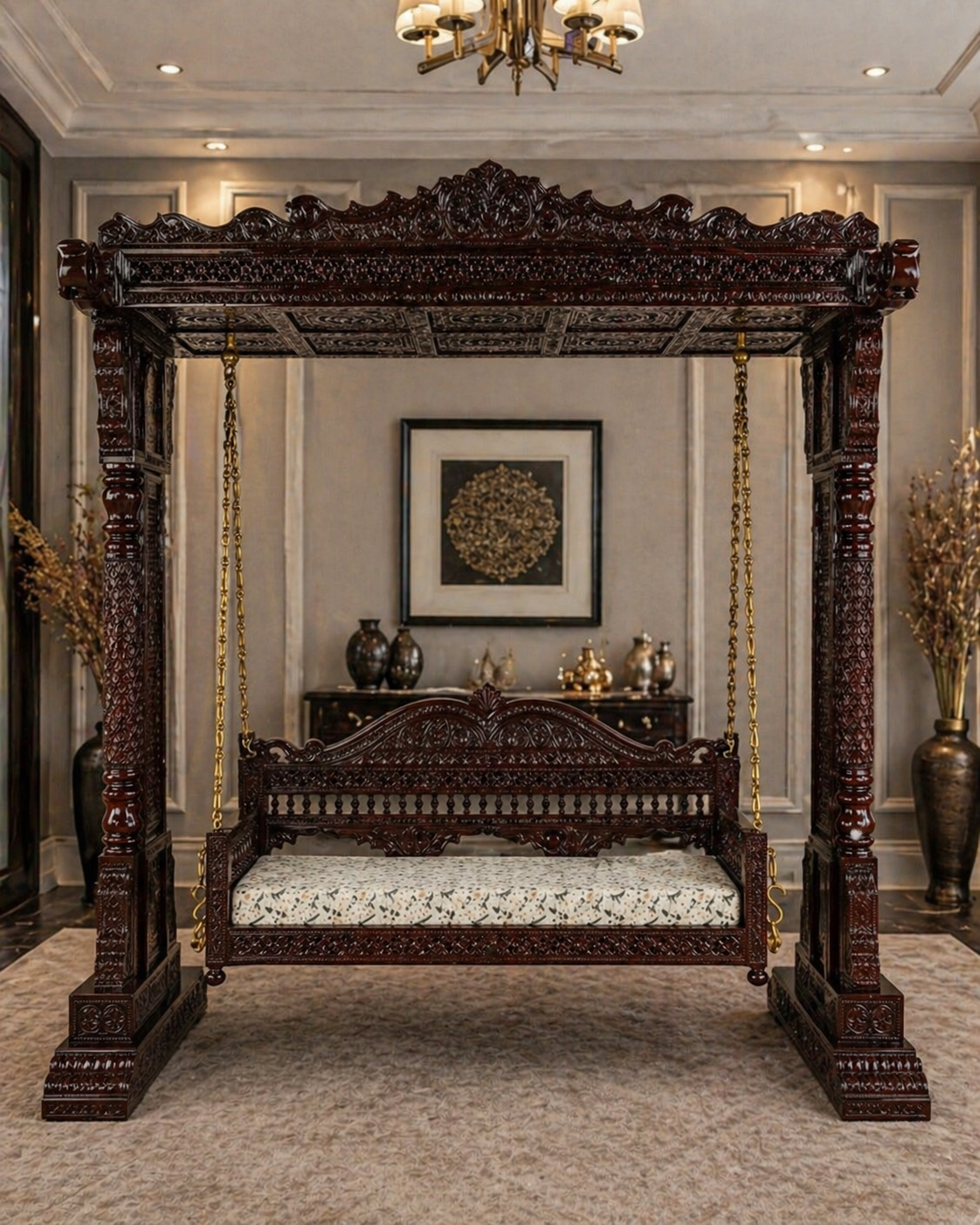 The Maharaja Royal Canopy Swing – Hand-Carved Heritage Jhoola