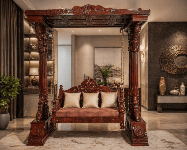 The Royal Heritage Swing Sofa – Hand-Carved Luxury Jhoola