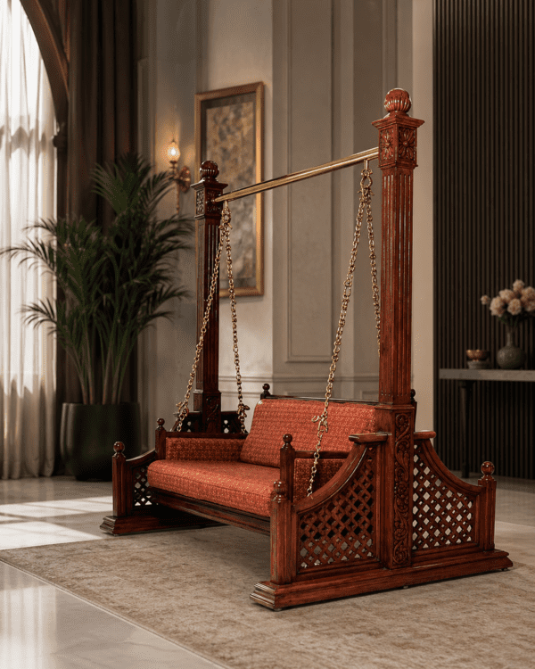 Imperial Carved Wooden Swing Sofa with Stand