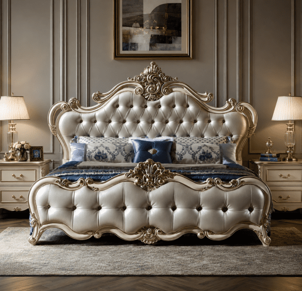Royal Pearl Majesty – Hand-Carved Luxury Tufted Bed Royal Pearl Majesty – Hand-Carved Luxury Tufted Bed