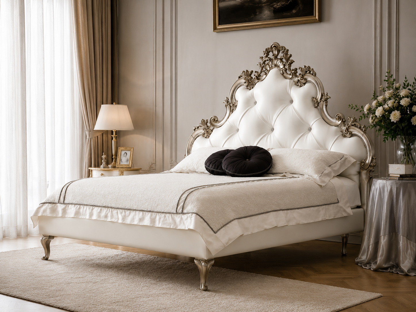 Royal Versailles Tufted Bed – Hand-Carved Luxury Bedroom Masterpiece Royal Versailles Tufted Bed – Hand-Carved Luxury Bedroom Masterpiece