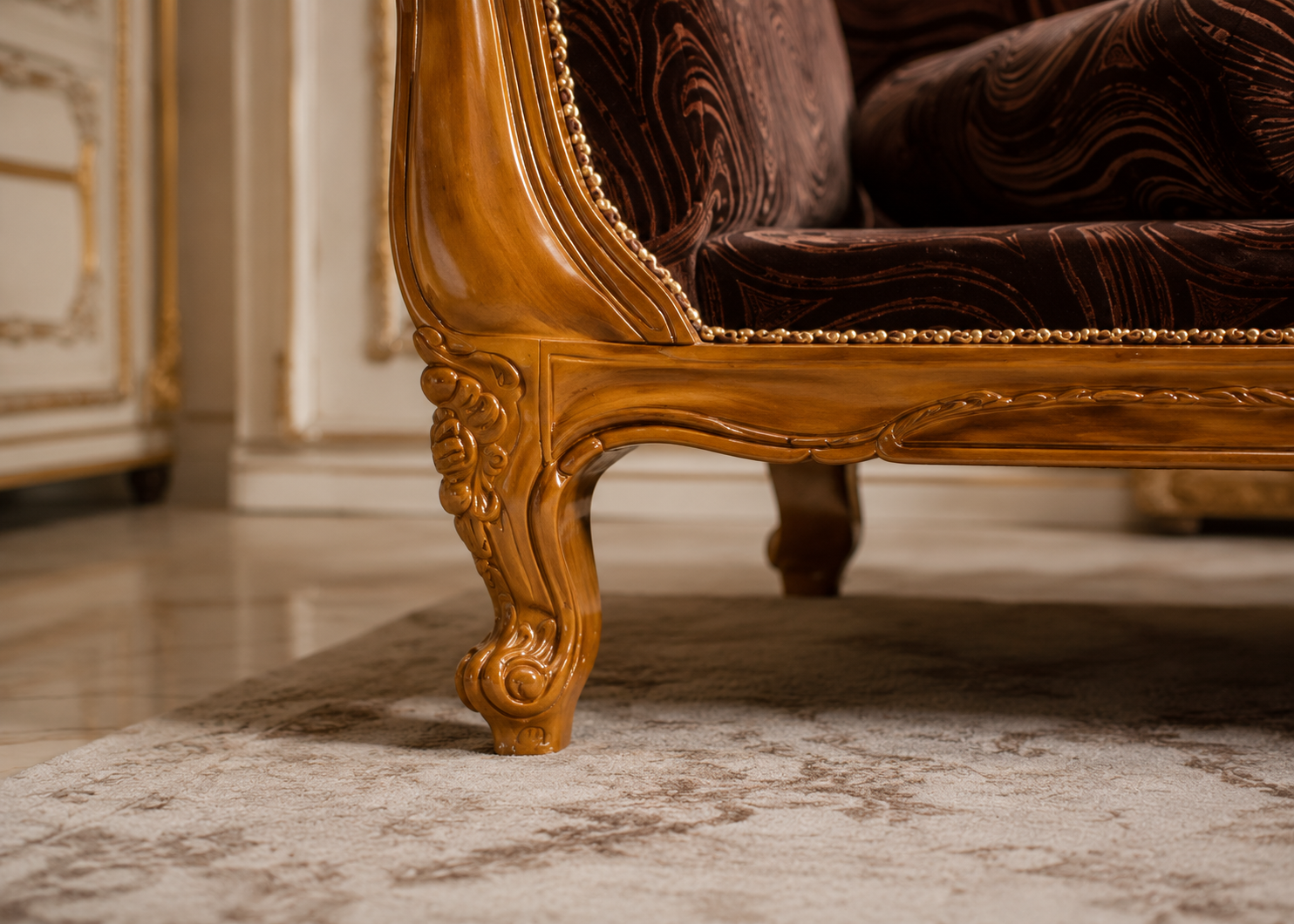 Royal Maharaja Curved – Hand-Carved Sofa Diwan Royal Maharaja Curved – Hand-Carved Sofa Diwan