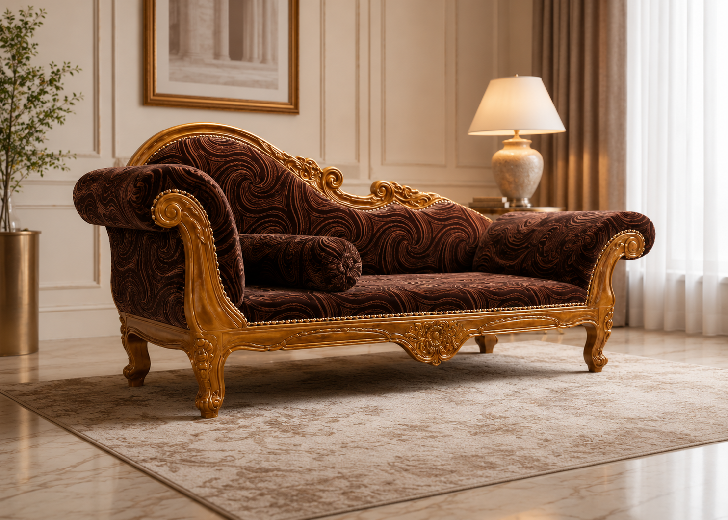 Royal Maharaja Curved – Hand-Carved Sofa Diwan Royal Maharaja Curved – Hand-Carved Sofa Diwan