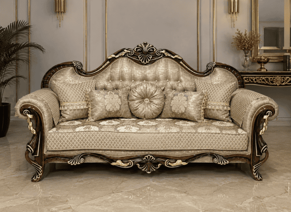 Royal Hand-Carved Teakwood Luxury Sofa