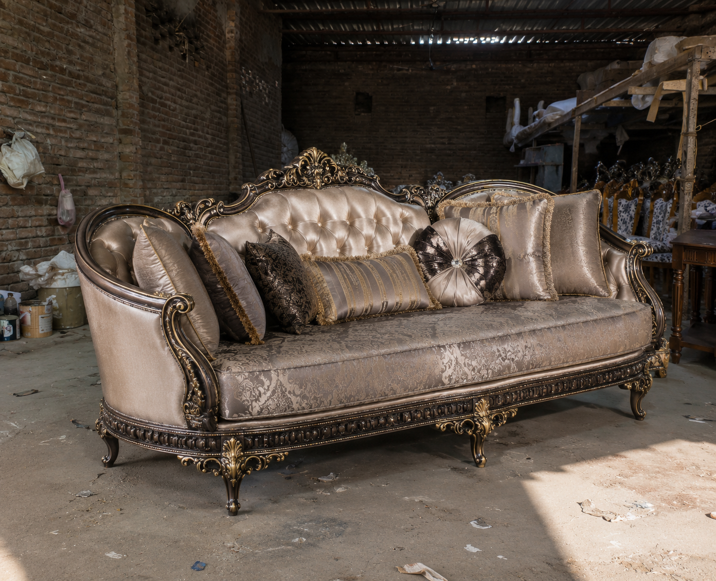 Luxury Royal Hand-Carved Teakwood Sofa Set