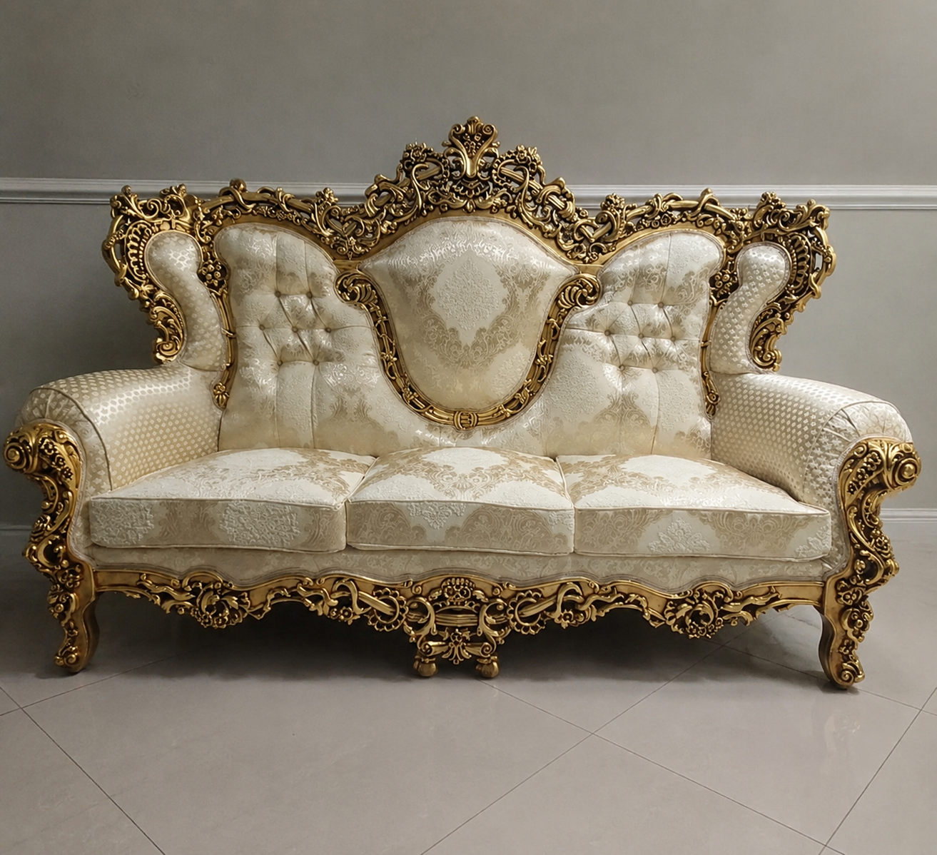 Royal Imperial Gold Hand-Carved Luxury Sofa Set